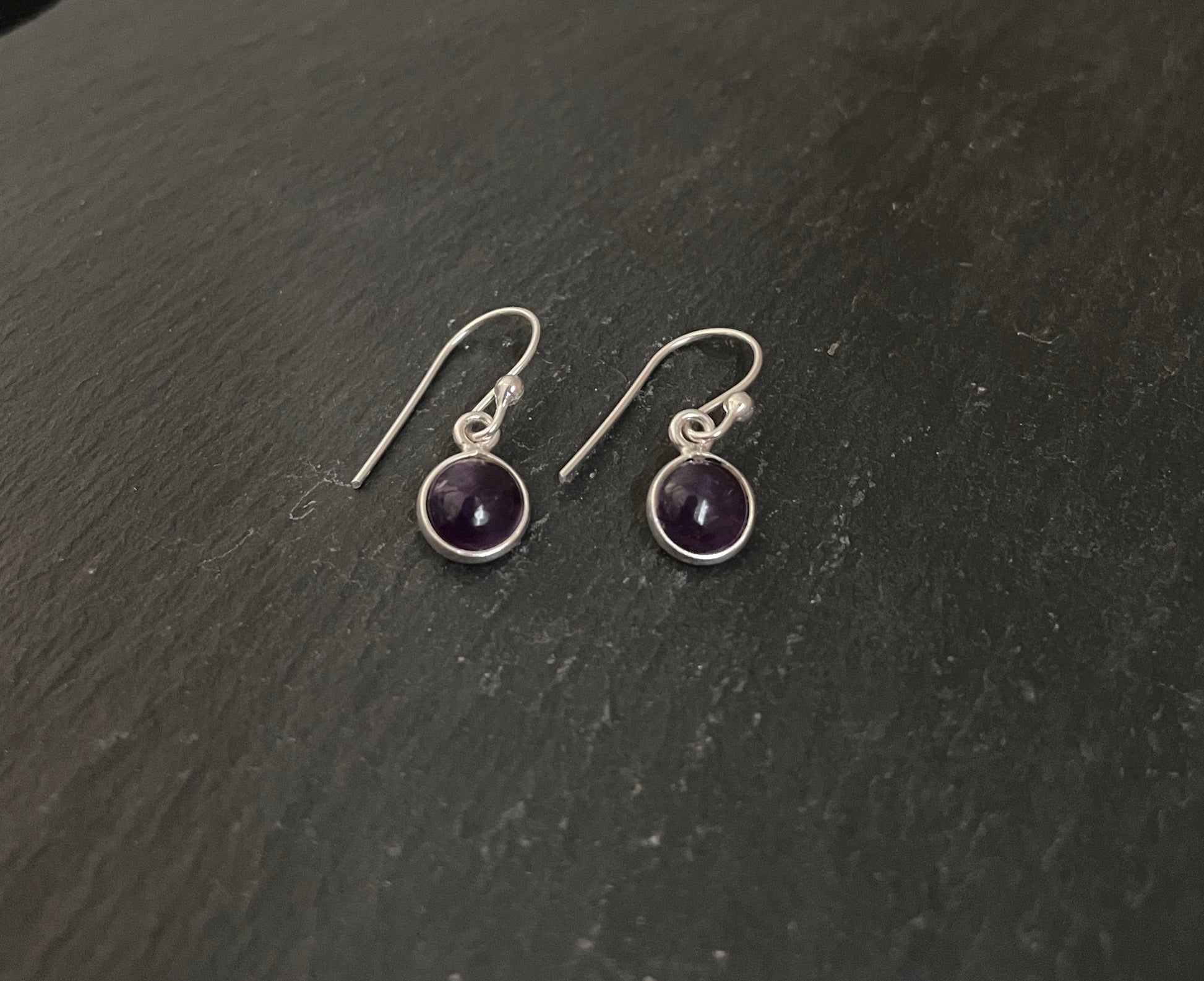 Round Amethyst Earrings image 1