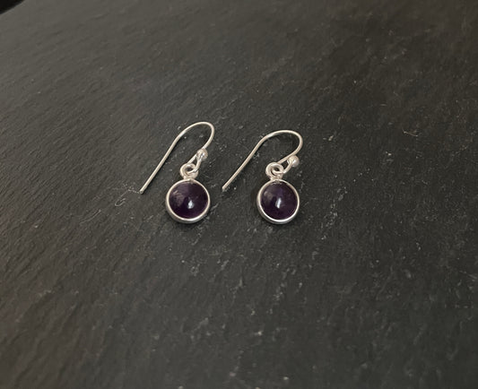Round Amethyst Earrings image 1