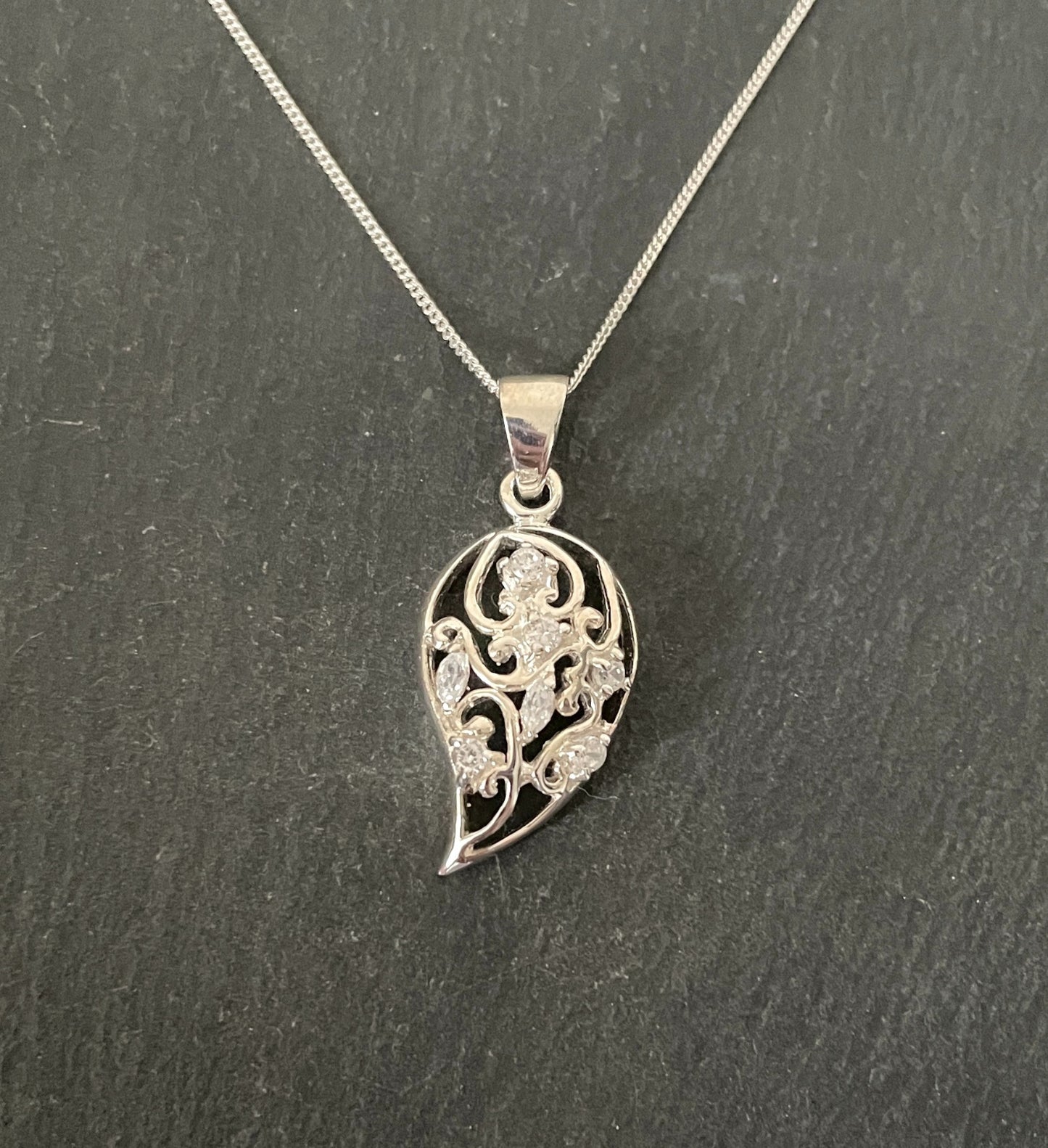Cubic Zirconia Leaf Pendant image 0