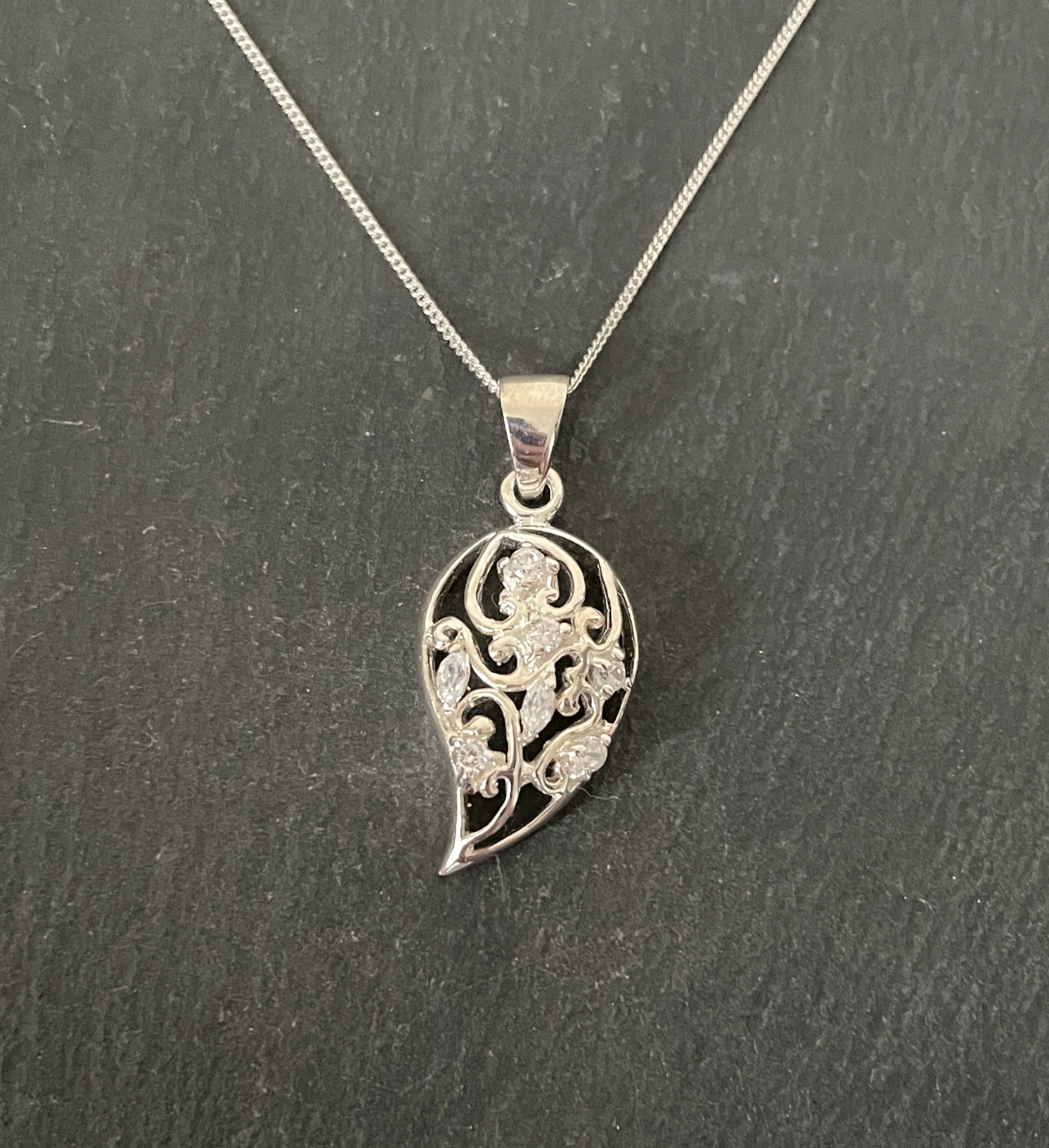 Cubic Zirconia Leaf Pendant image 0