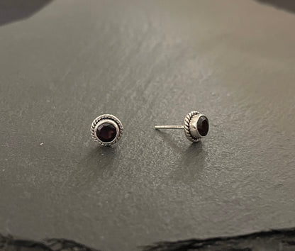 Round Smokey Quartz Stud Earrings image 1