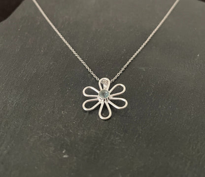 Blue Topaz Flower Pendant image 1