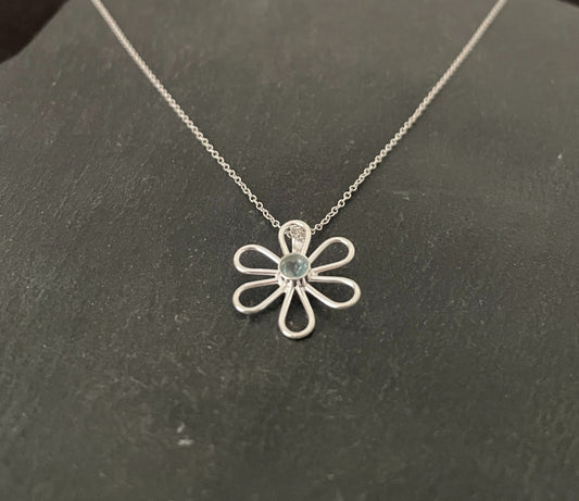 Blue Topaz Flower Pendant image 1