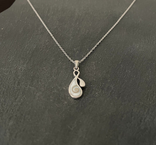 Shiva Shell and Silver Teardrop Pendant image 1