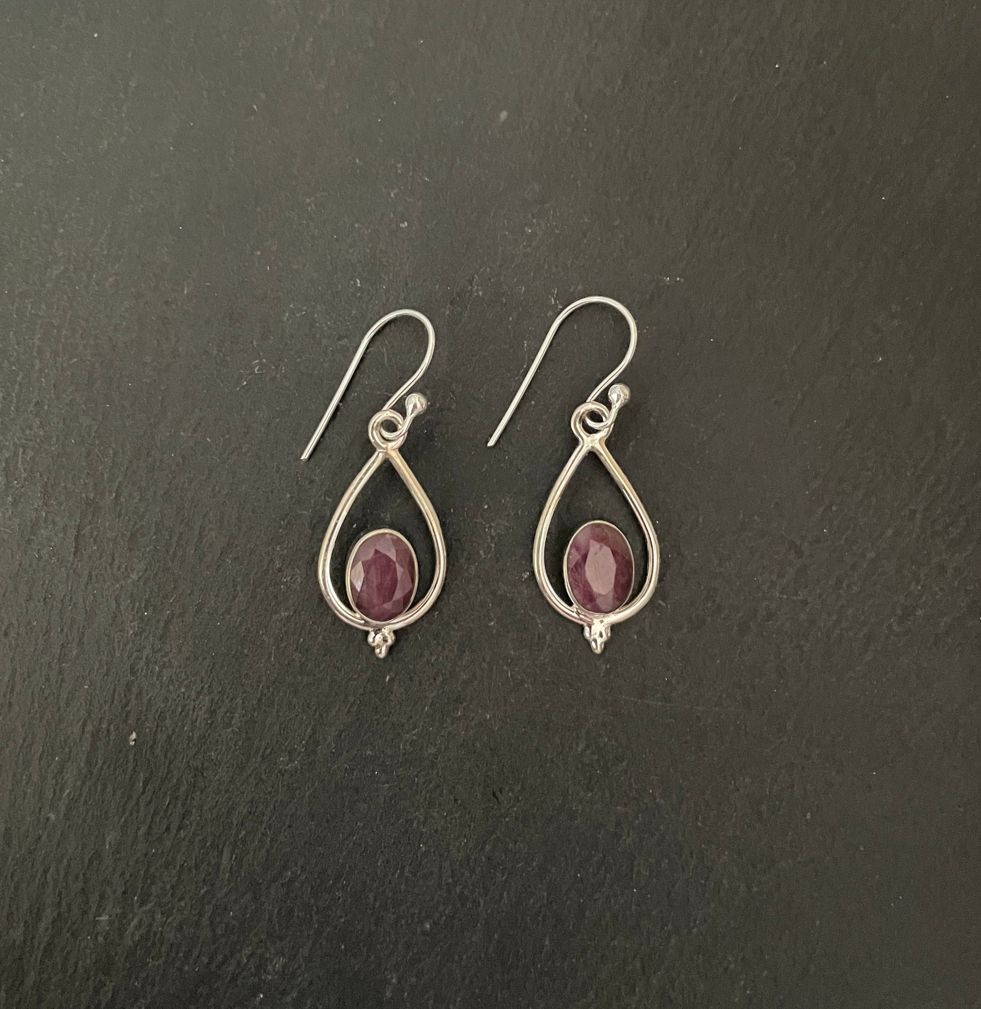 Ruby and Silver Teardrop Earrings image 0