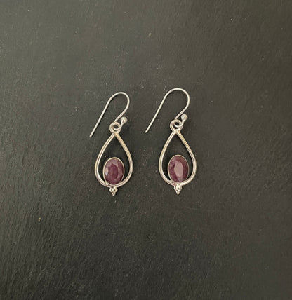 Ruby and Silver Teardrop Earrings image 0