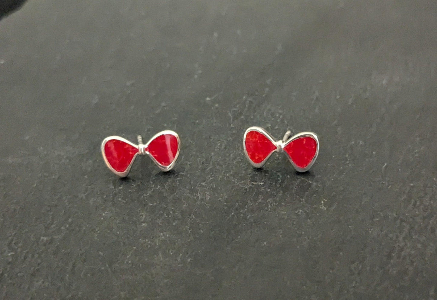 Coral Bow Stud Earrings image 0