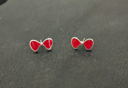 Coral Bow Stud Earrings image 0