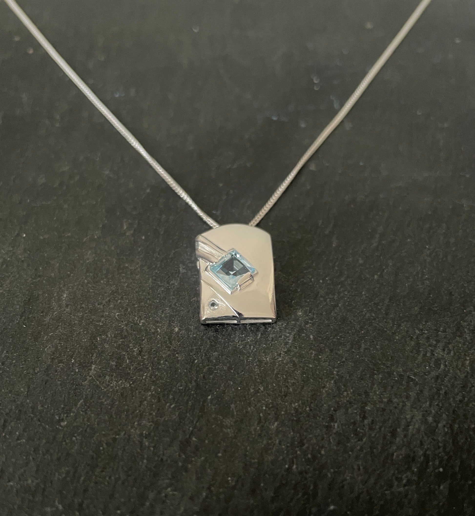 Kite and Silver Rectangle Blue Topaz Pendant image 1