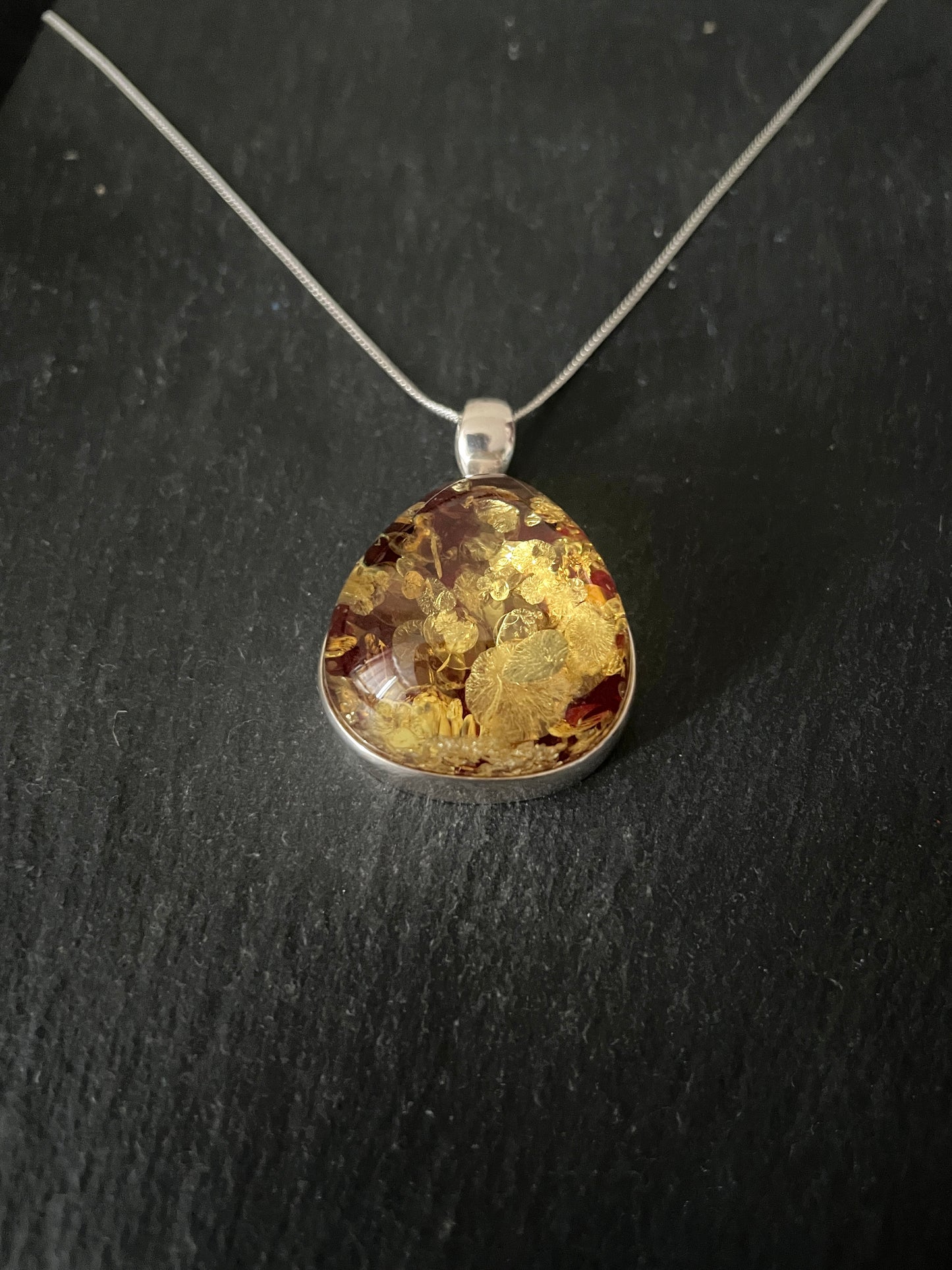 Red Amber and Silver Pendant image 1