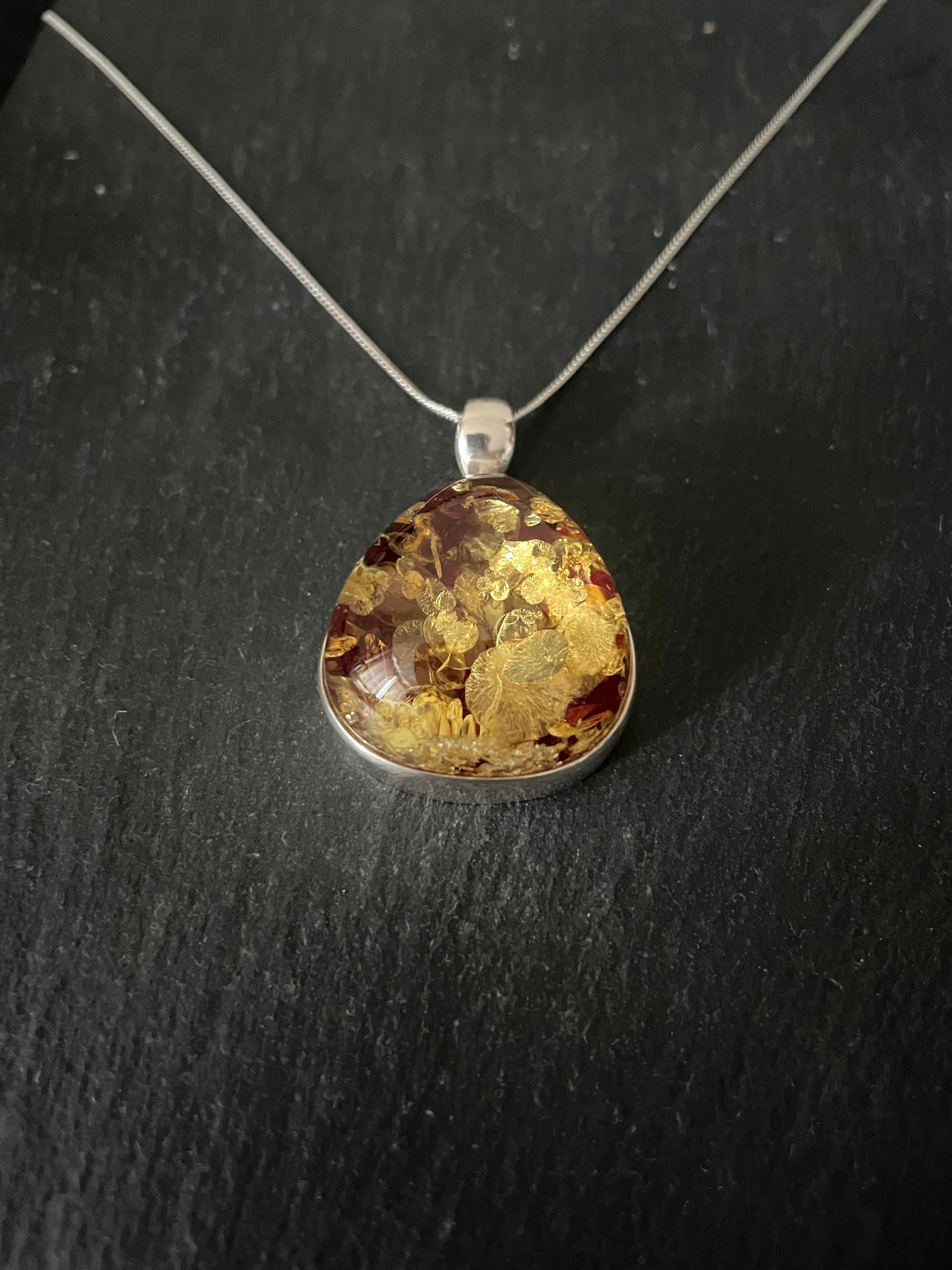 Red Amber and Silver Pendant image 1
