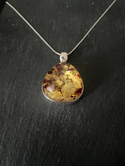Red Amber and Silver Pendant image 1