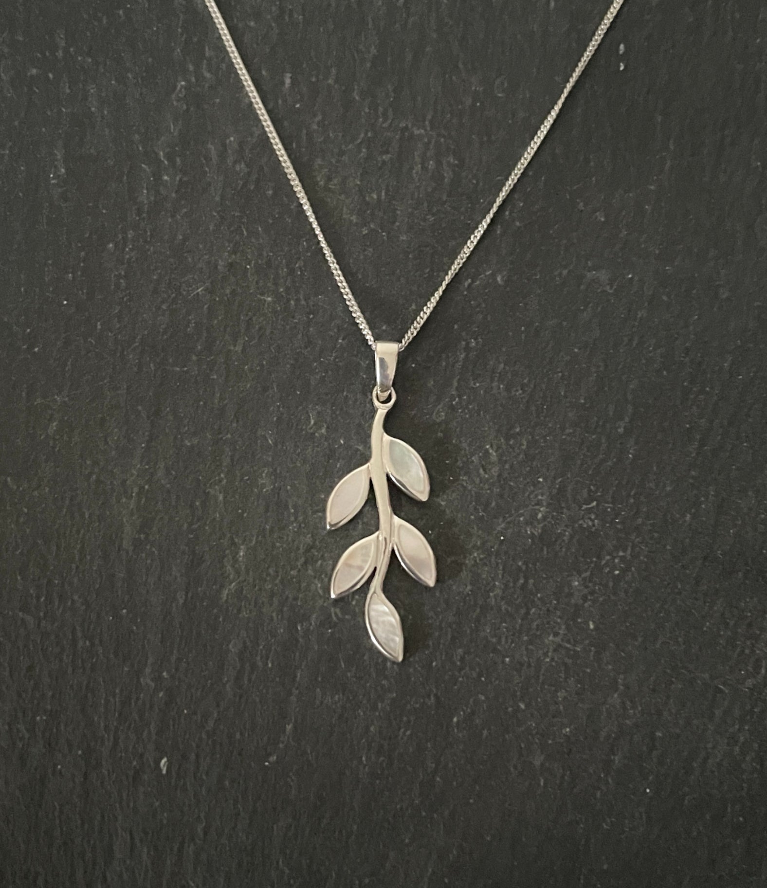 Mother of Pearl and Silver Leaf Pendant image 0