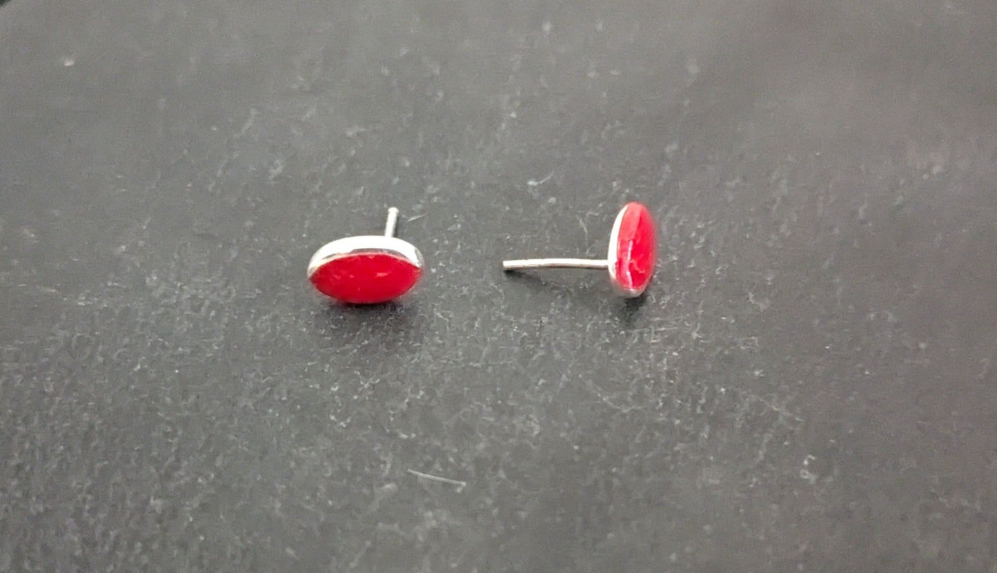 Coral Oval Stud Earrings image 1