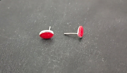 Coral Oval Stud Earrings image 1