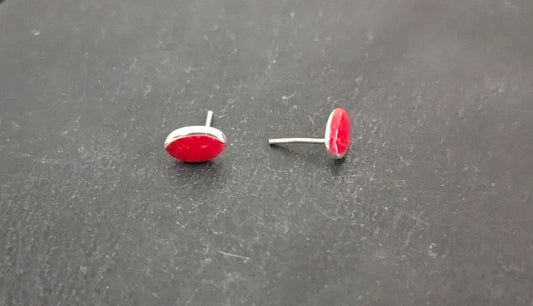 Coral Oval Stud Earrings image 1