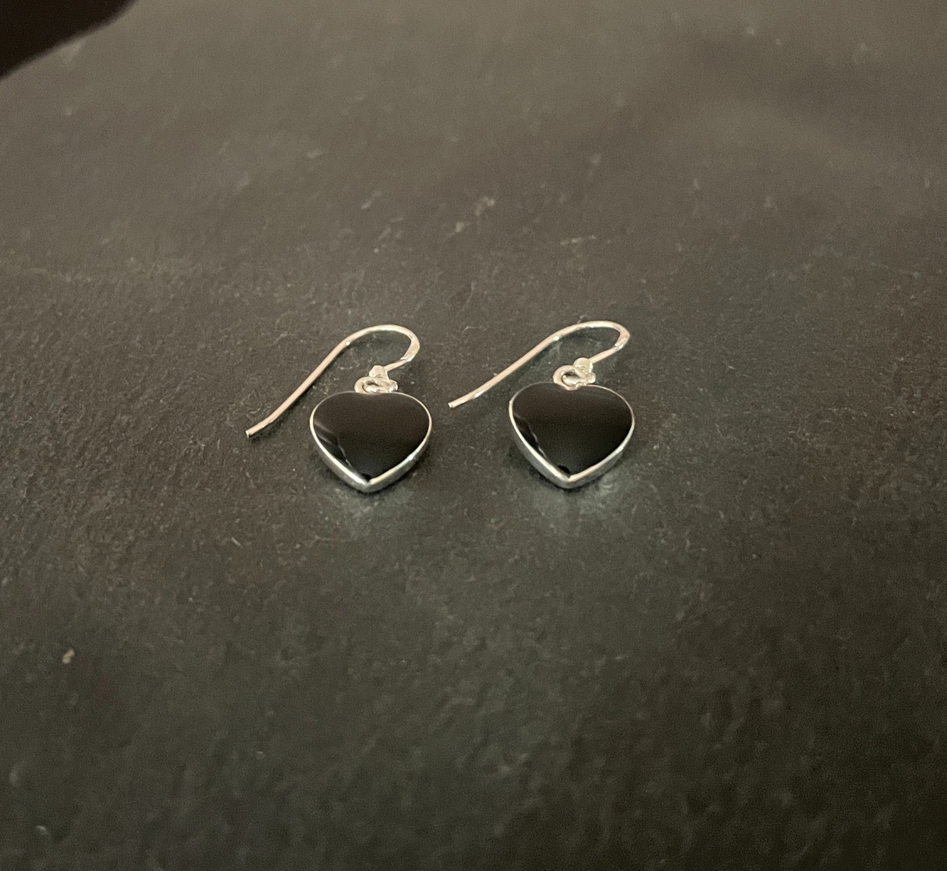Black Onyx Heart Earrings image 1