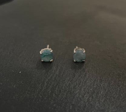 Round Emerald Stud Earrings image 0