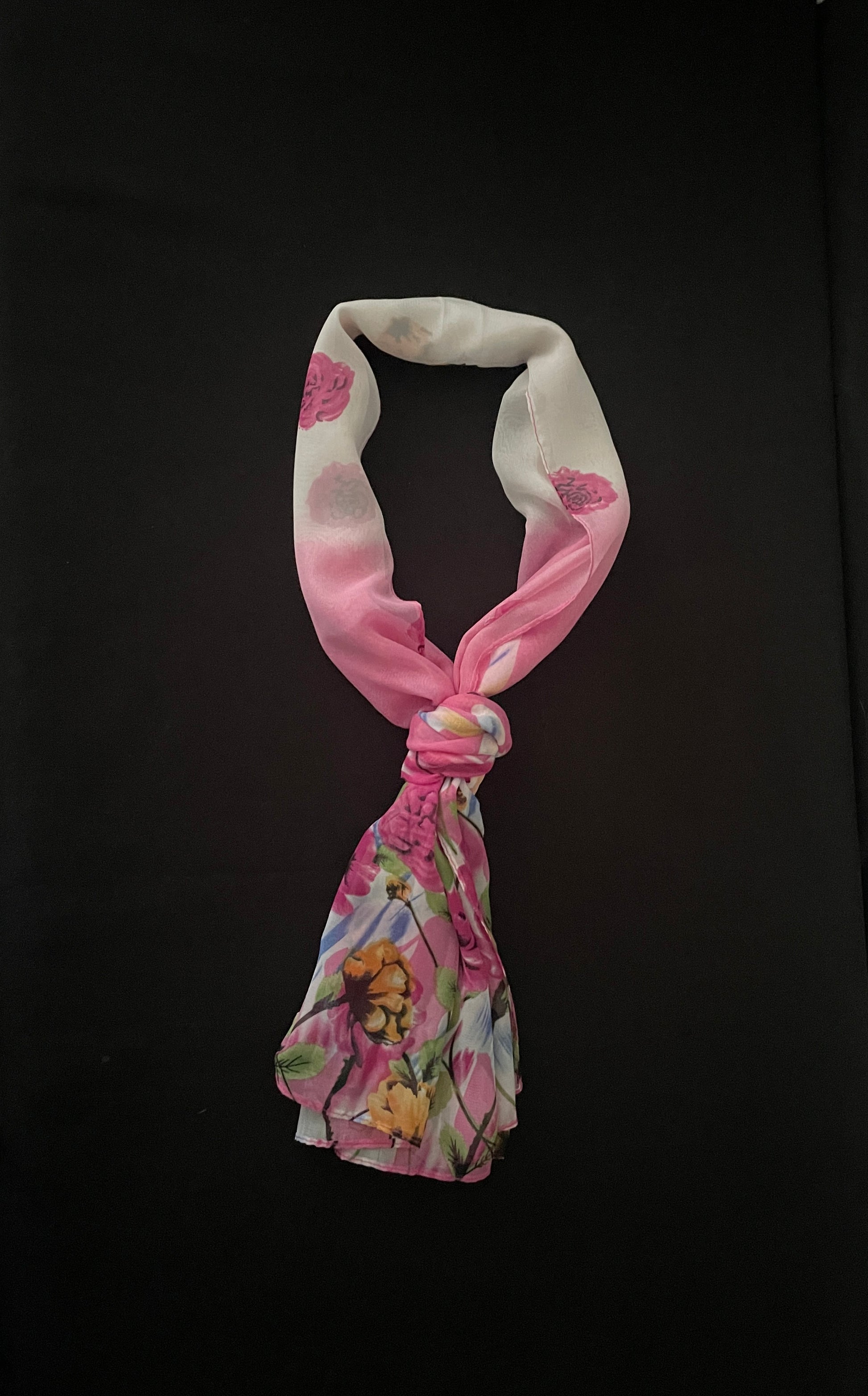 White and Pink Flower Scarf image 1