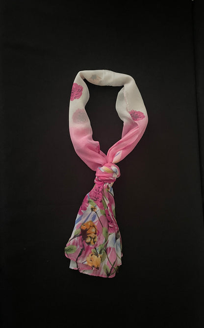 White and Pink Flower Scarf image 1