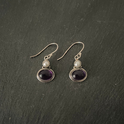 Amethyst and Pearl Earrings image 0