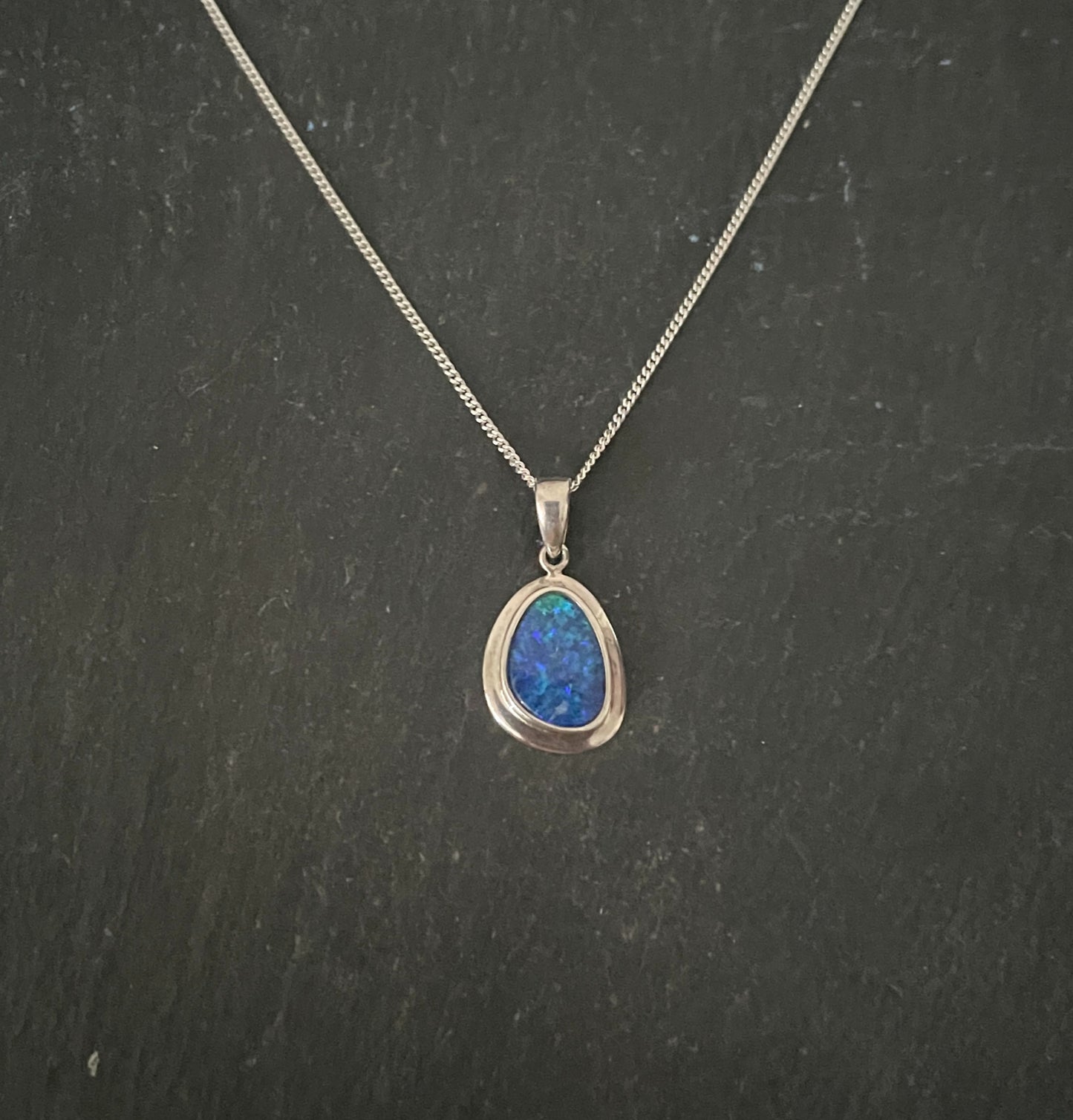 Doublet Opal and Silver Oval Pendant image 0