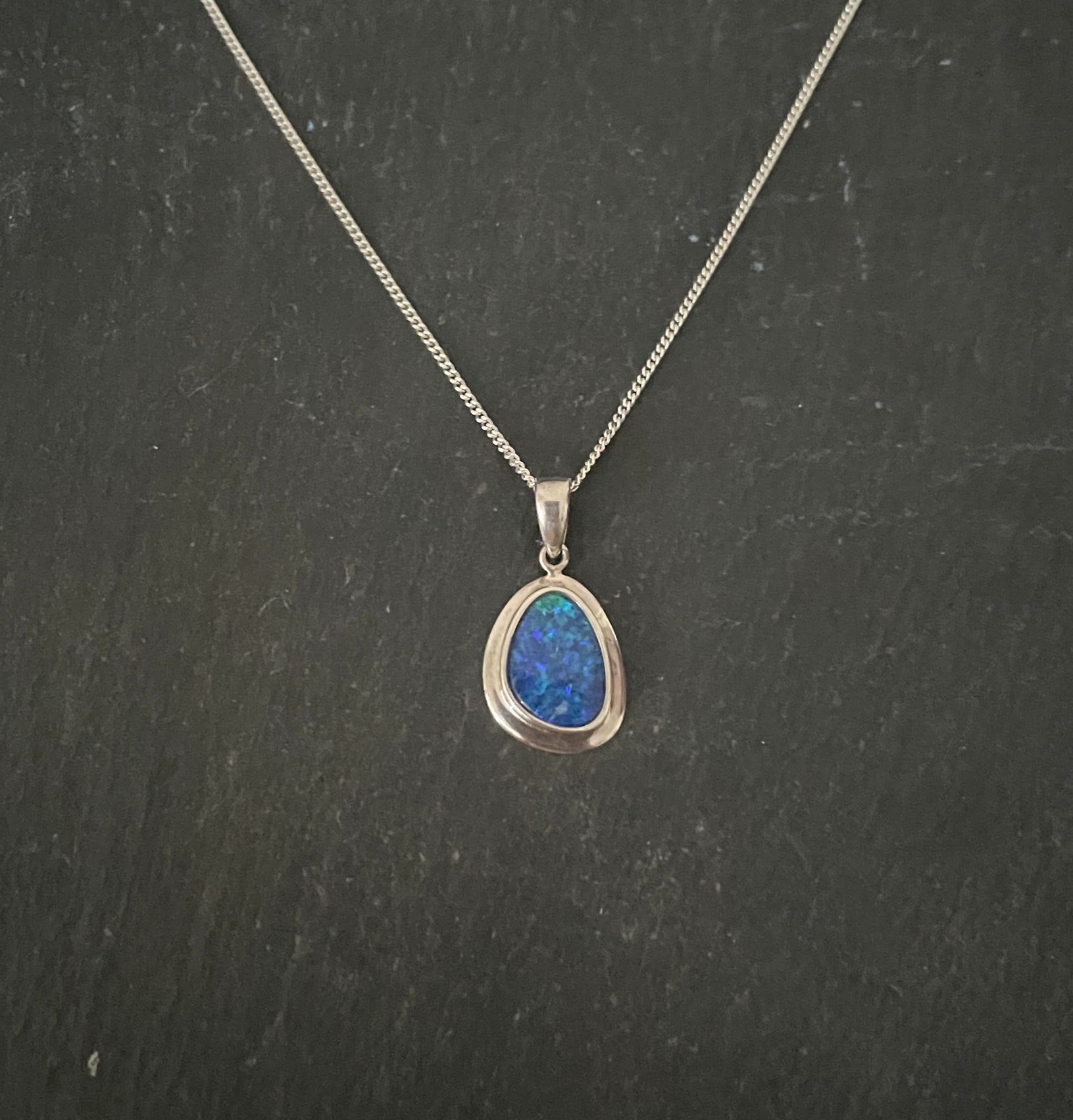 Doublet Opal and Silver Oval Pendant image 0