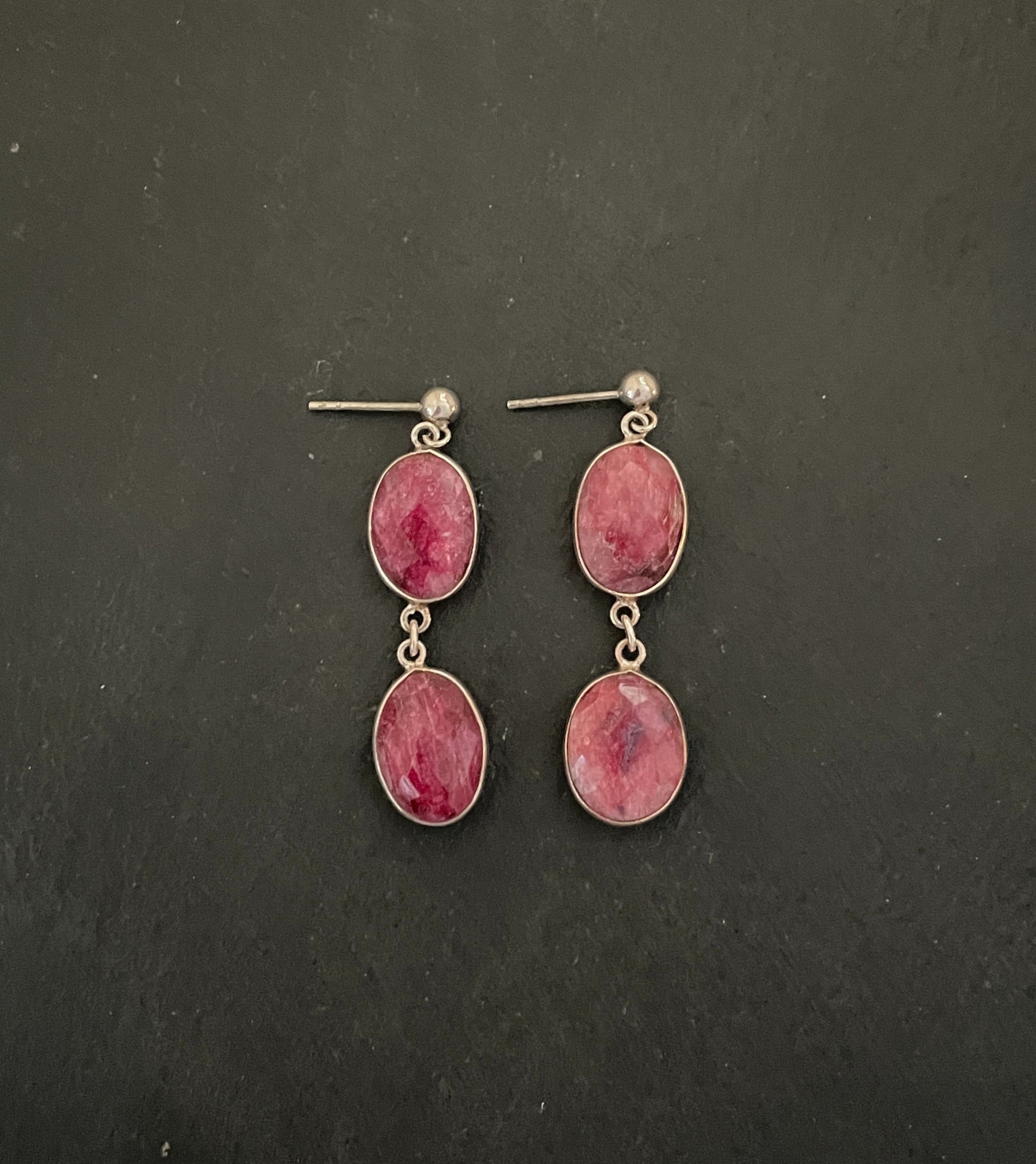 Oval Ruby Drop Earrings image 0