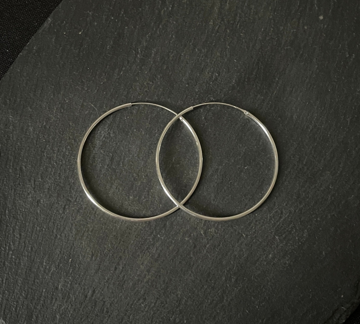 Round Silver Hoops image 0