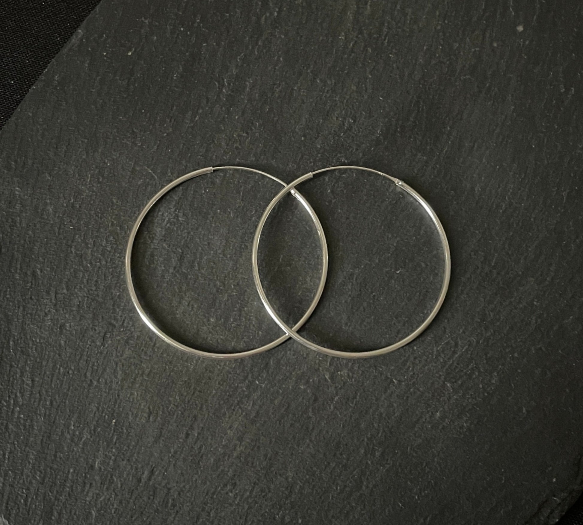 Round Silver Hoops image 0