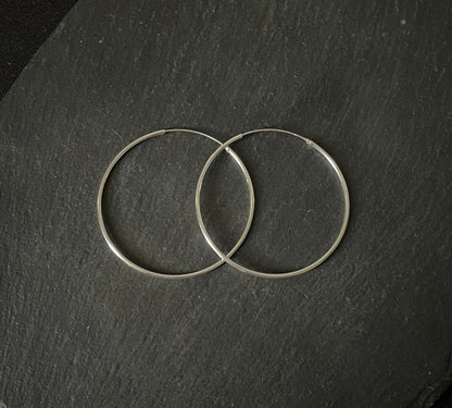 Round Silver Hoops image 0