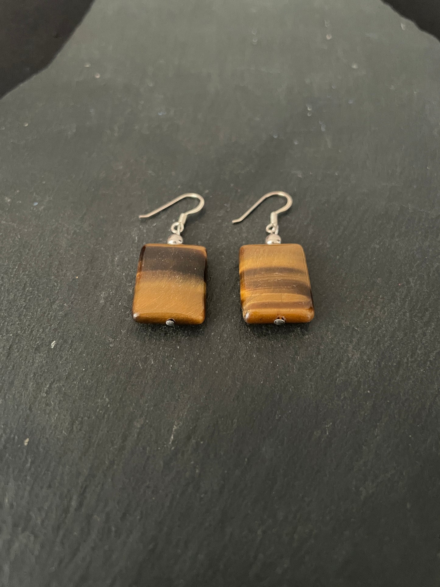 Tiger's Eye Rectangle Earrings image 1