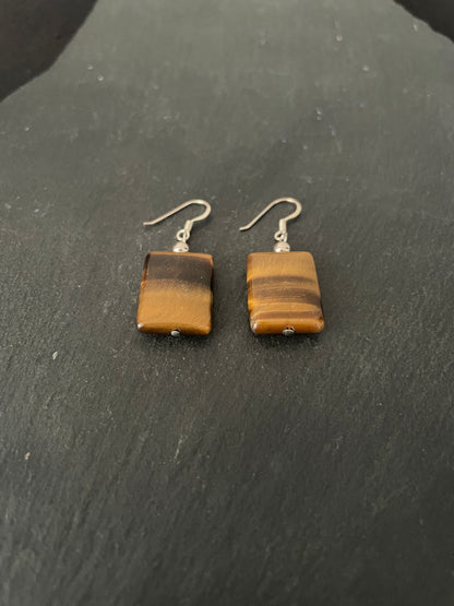 Tiger's Eye Rectangle Earrings image 1