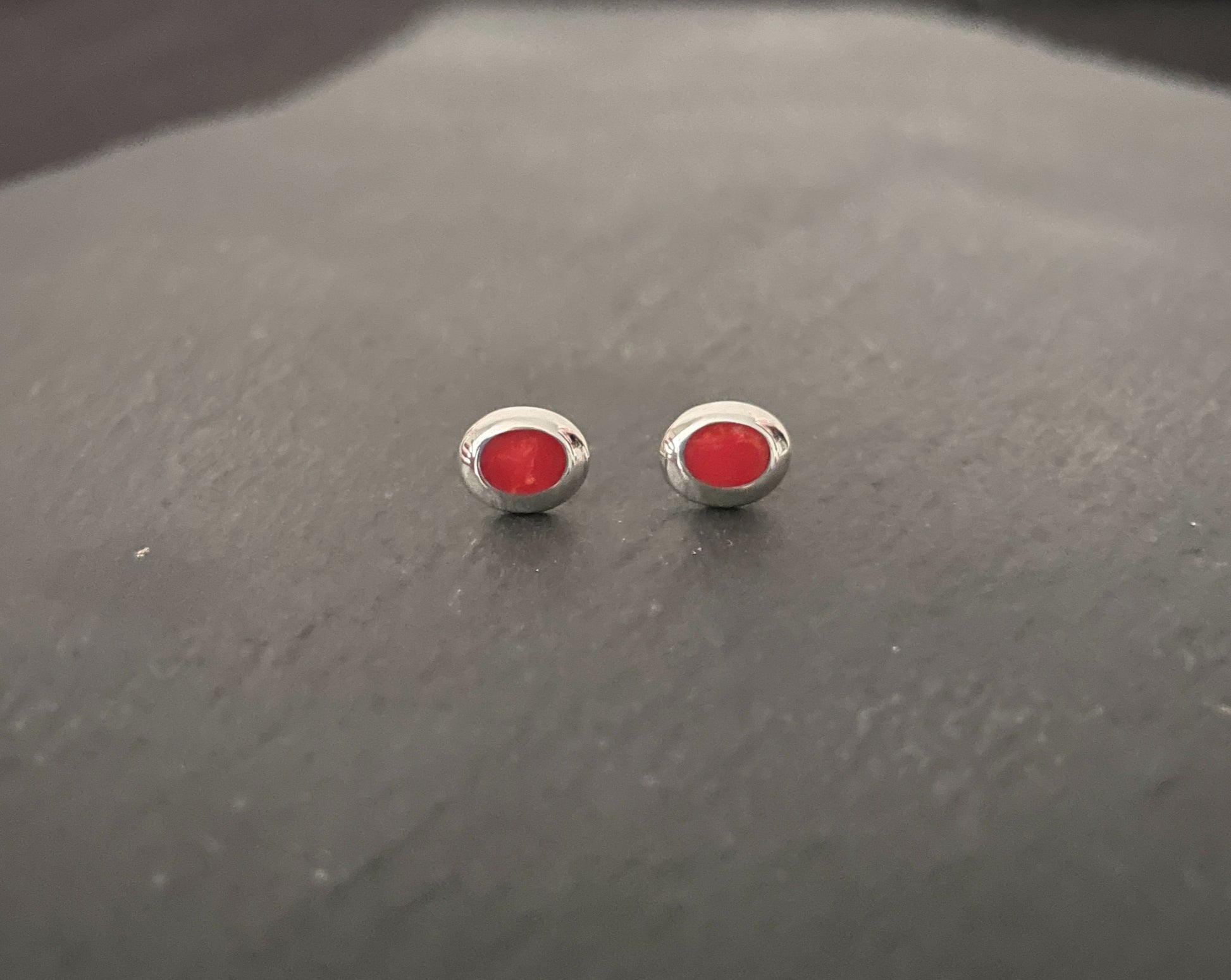 Coral Oval Stud Earrings image 0