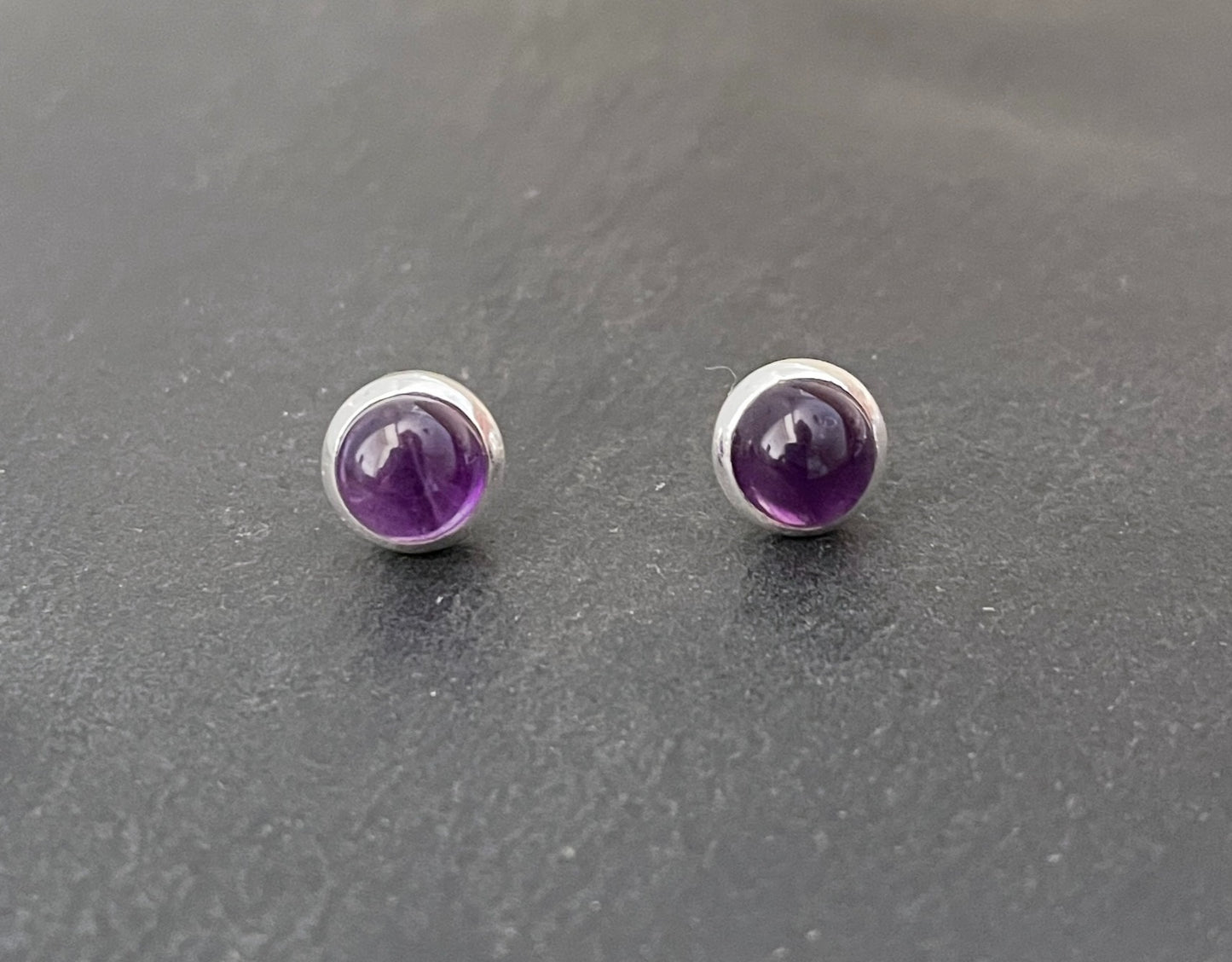 Amethyst Round Stud Earrings image 0
