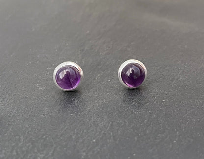 Amethyst Round Stud Earrings image 0