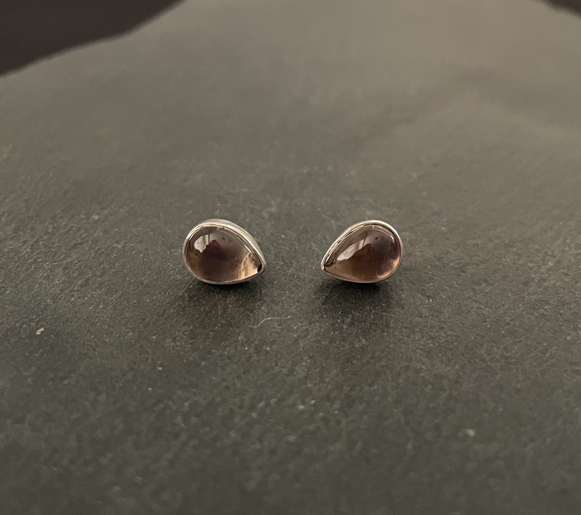 Smokey Quartz Teardrop Stud Earrings image 0