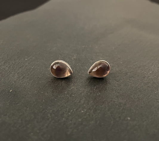 Smokey Quartz Teardrop Stud Earrings image 0