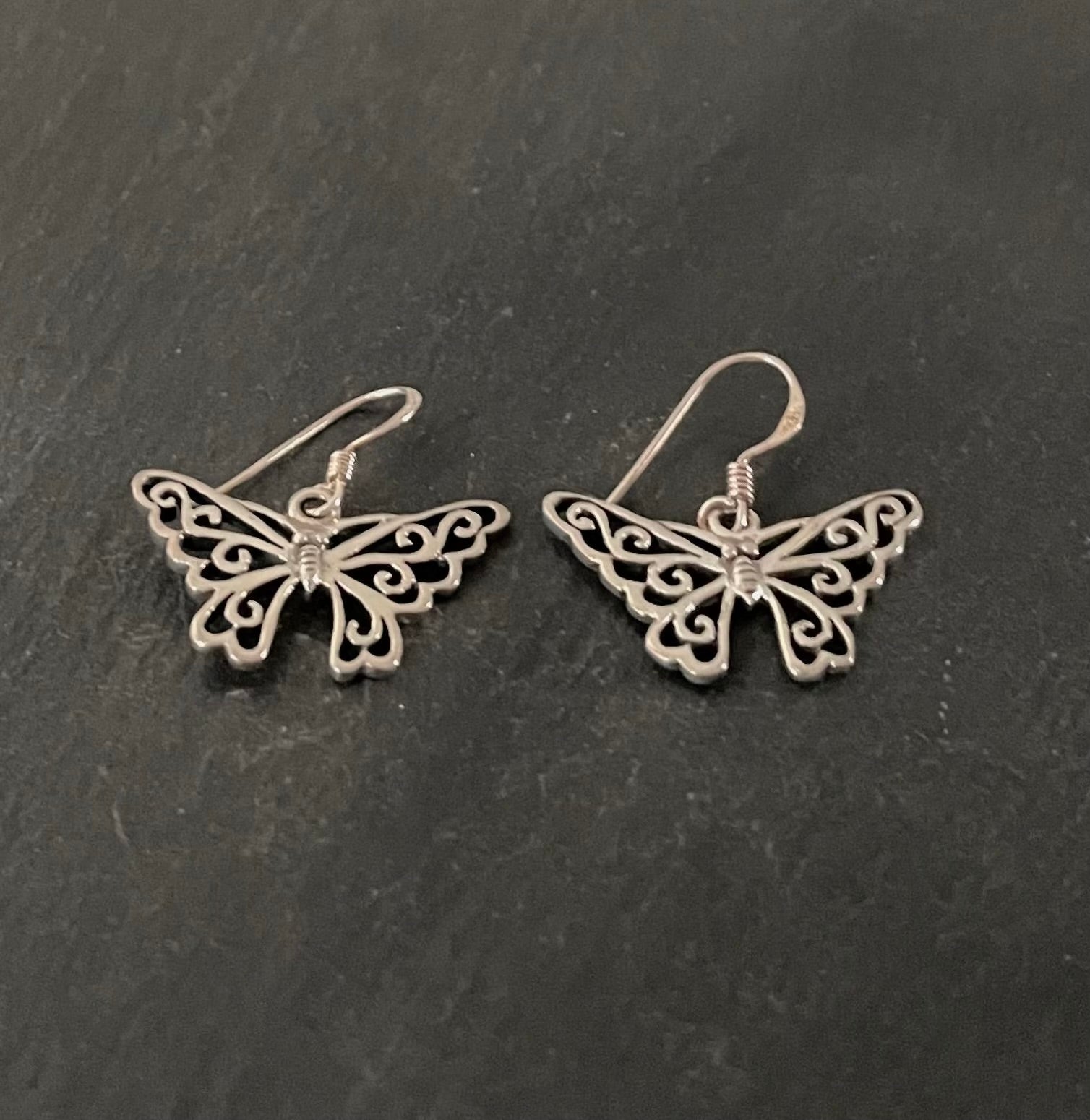 Silver Butterfly Earrings image 1