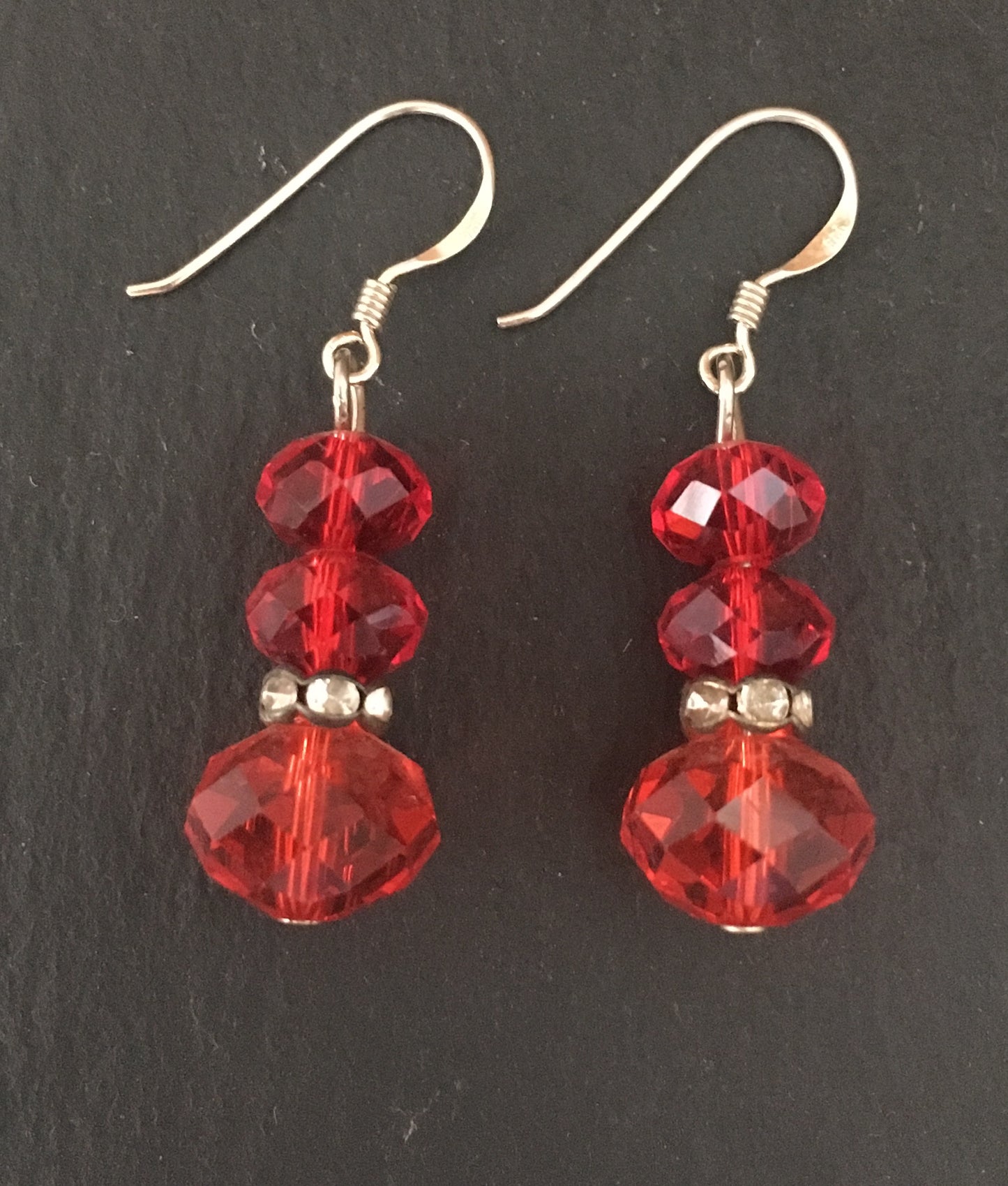 Red Bead and Bling Drop Earrings image 0