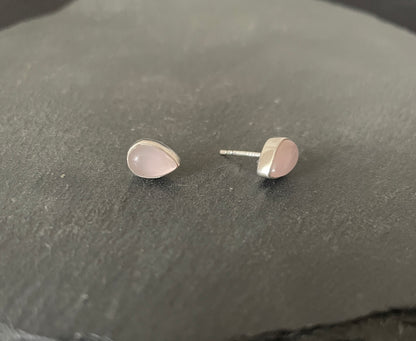 Teardrop Rose Quartz Studs image 1