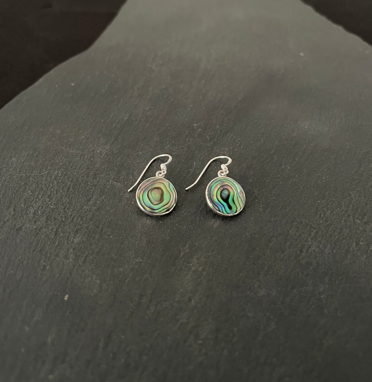 Round Paua Shell Earrings image 1
