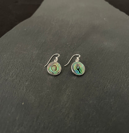 Round Paua Shell Earrings image 1