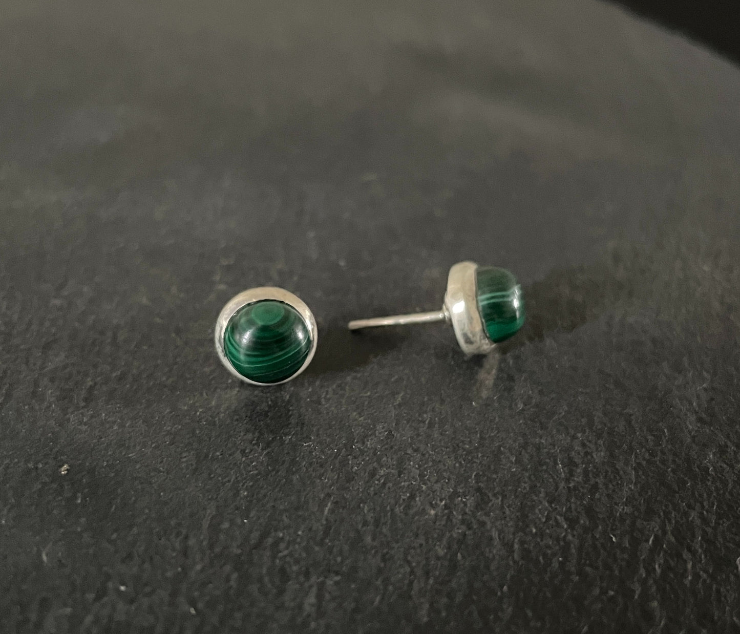 Round Malachite Stud Earrings image 1