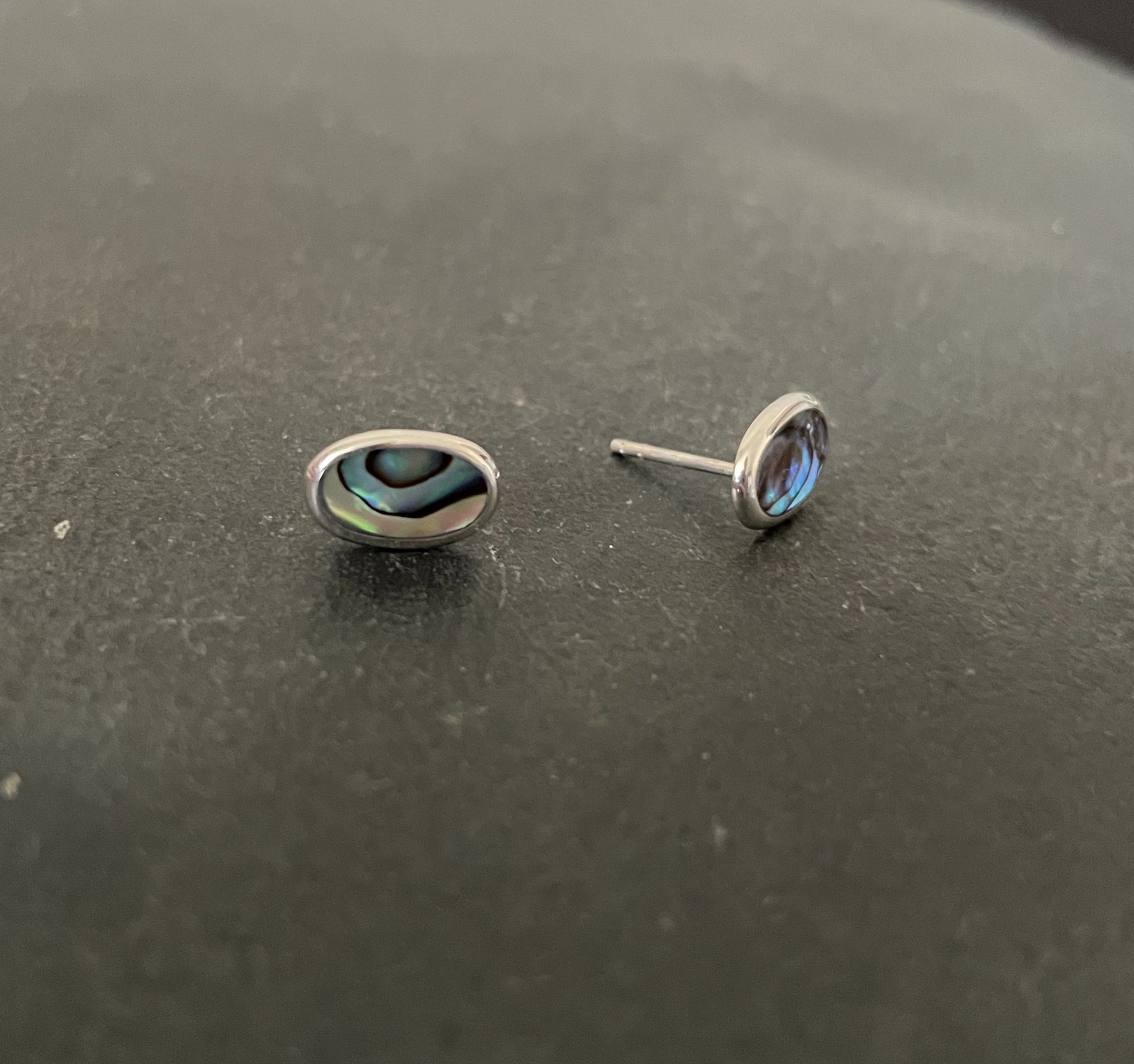 Paua Shell and Silver Oval Studs image 1