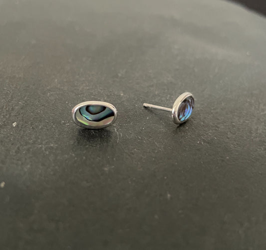 Paua Shell and Silver Oval Studs image 1