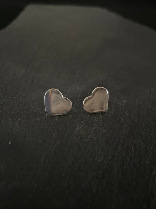 Silver Heart Studs image 0