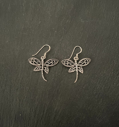 Silver Dragonfly Earrings image 0