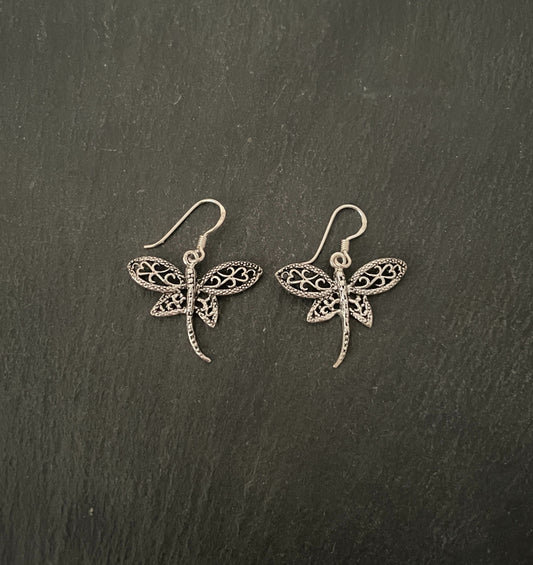 Silver Dragonfly Earrings image 0