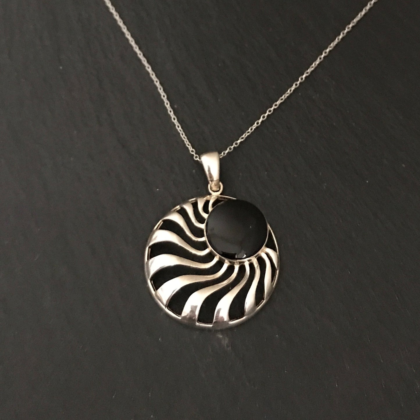 Black Onyx and Silver Pendant image 0